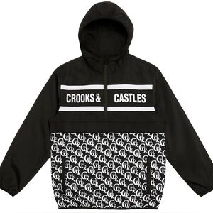 Crooks & Castles Half-Zip Windbreaker Jacket – Black/White
